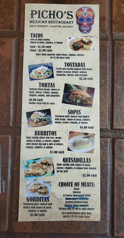 Picho's Mexican Restaurant - Claxton, GA menu_pic