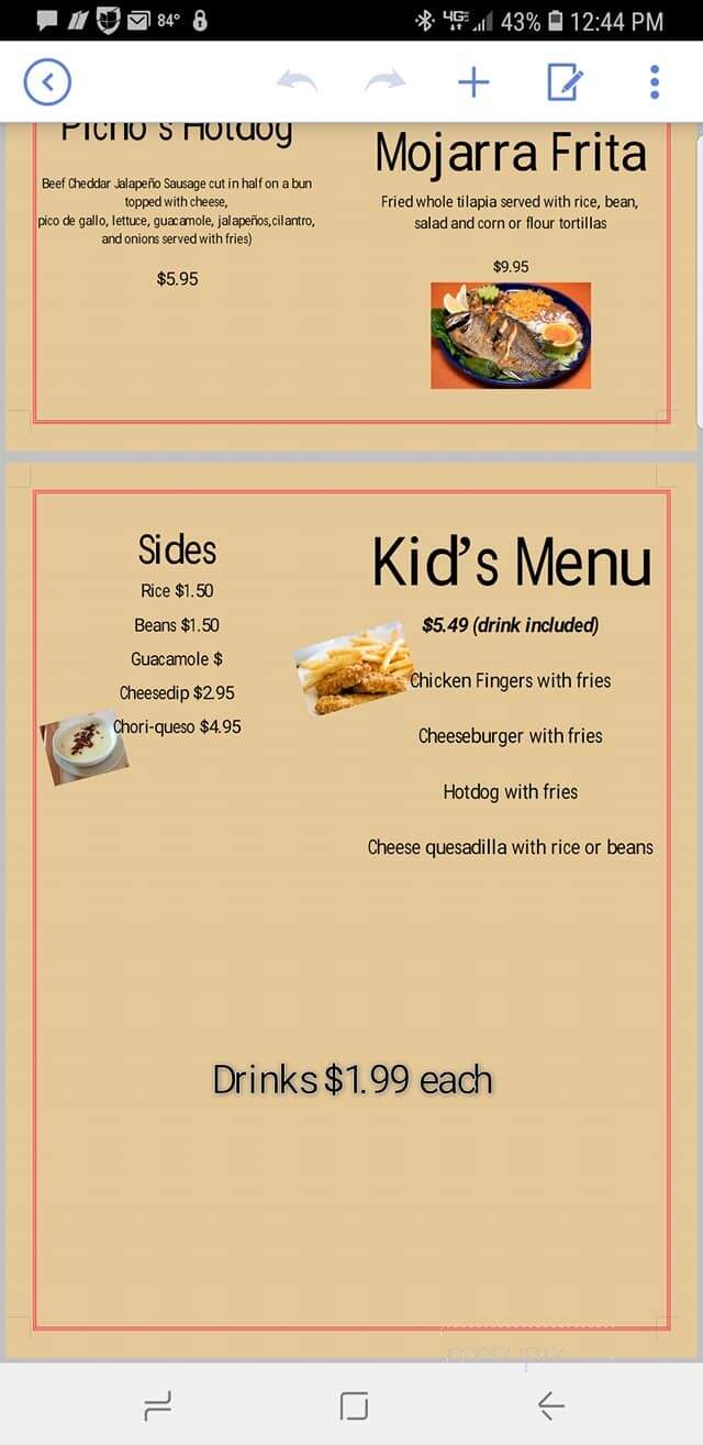 Picho's Mexican Restaurant - Claxton, GA menu_pic