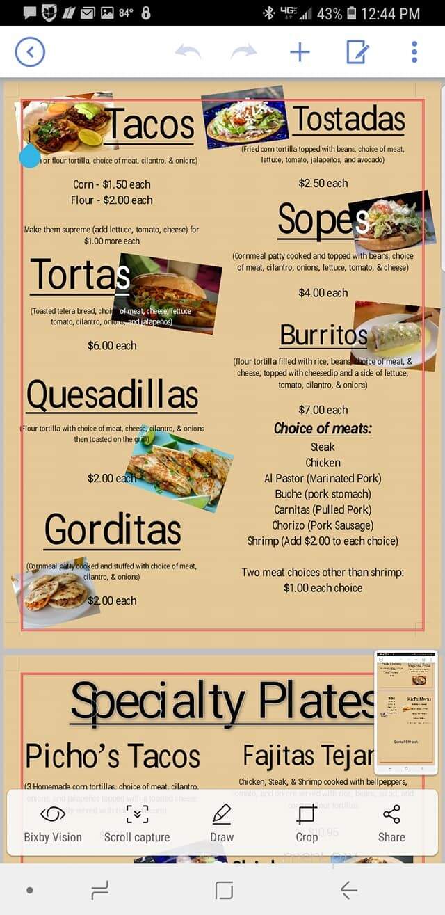 Picho's Mexican Restaurant - Claxton, GA menu_pic