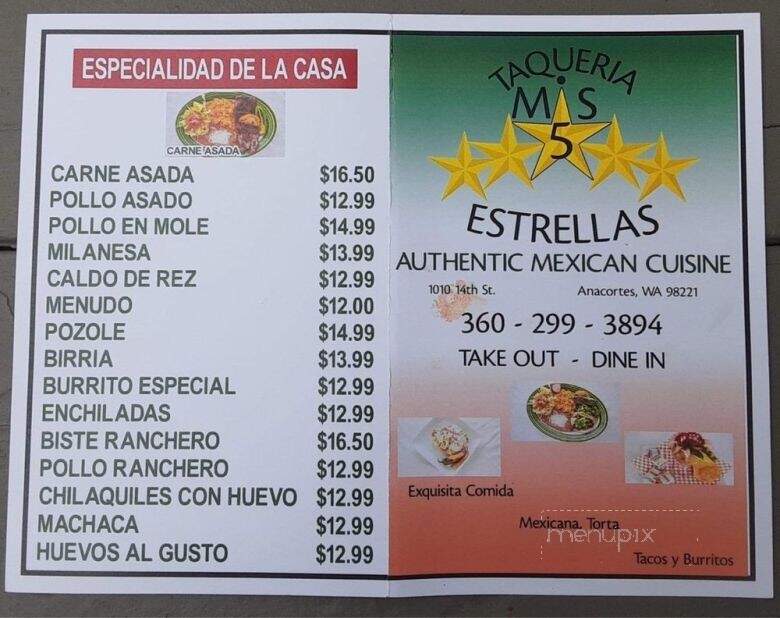 Taqueria Mis 5 Estrellas - Anacortes, WA menu_pic