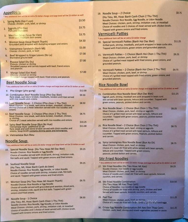 Pho Ginger - Albuquerque, NM menu_pic