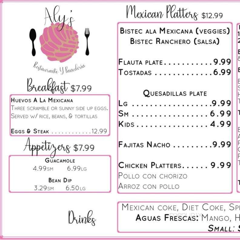 Aly's Restaurante y Panederia - Metter, GA menu_pic