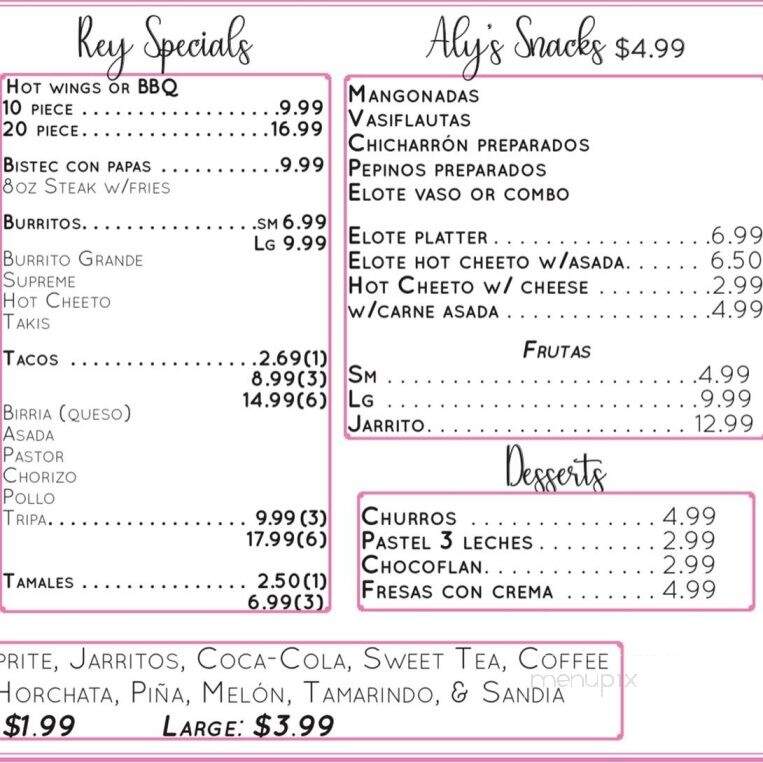 Aly's Restaurante y Panederia - Metter, GA menu_pic