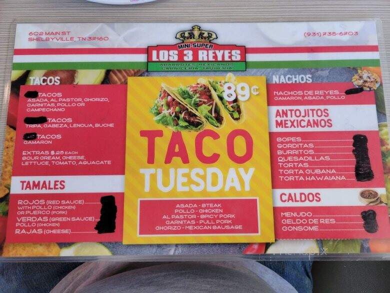 Los 3 Reyes - Shelbyville, TN menu_pic
