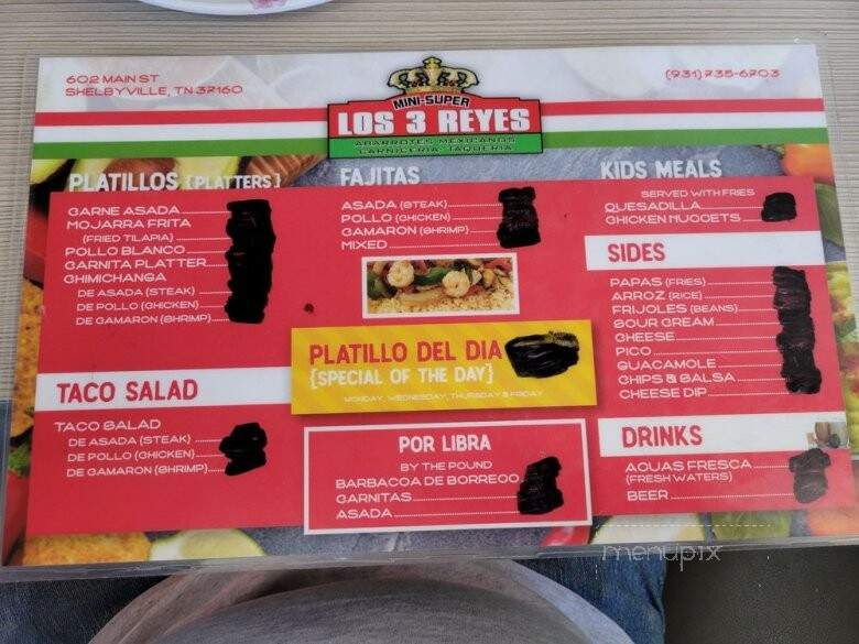 Los 3 Reyes - Shelbyville, TN menu_pic