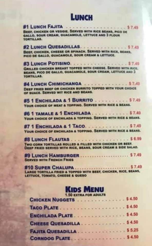 La Fiesta Mexican Grill - Hartshorne, OK menu_pic