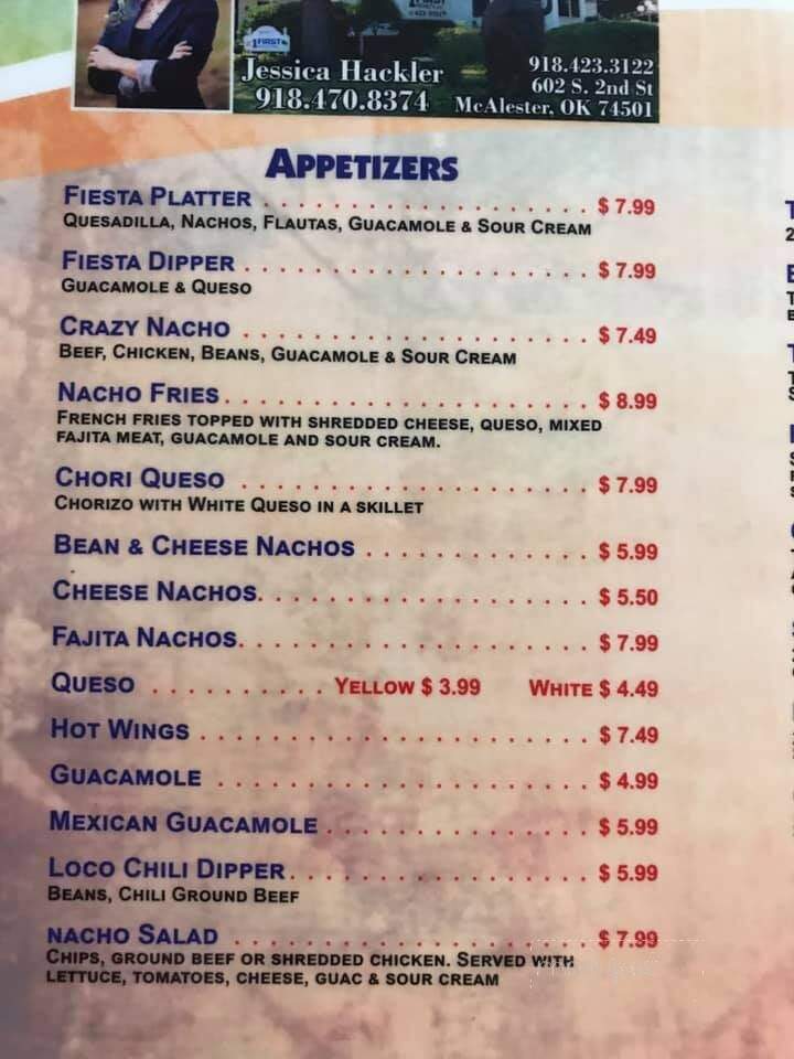 La Fiesta Mexican Grill - Hartshorne, OK menu_pic