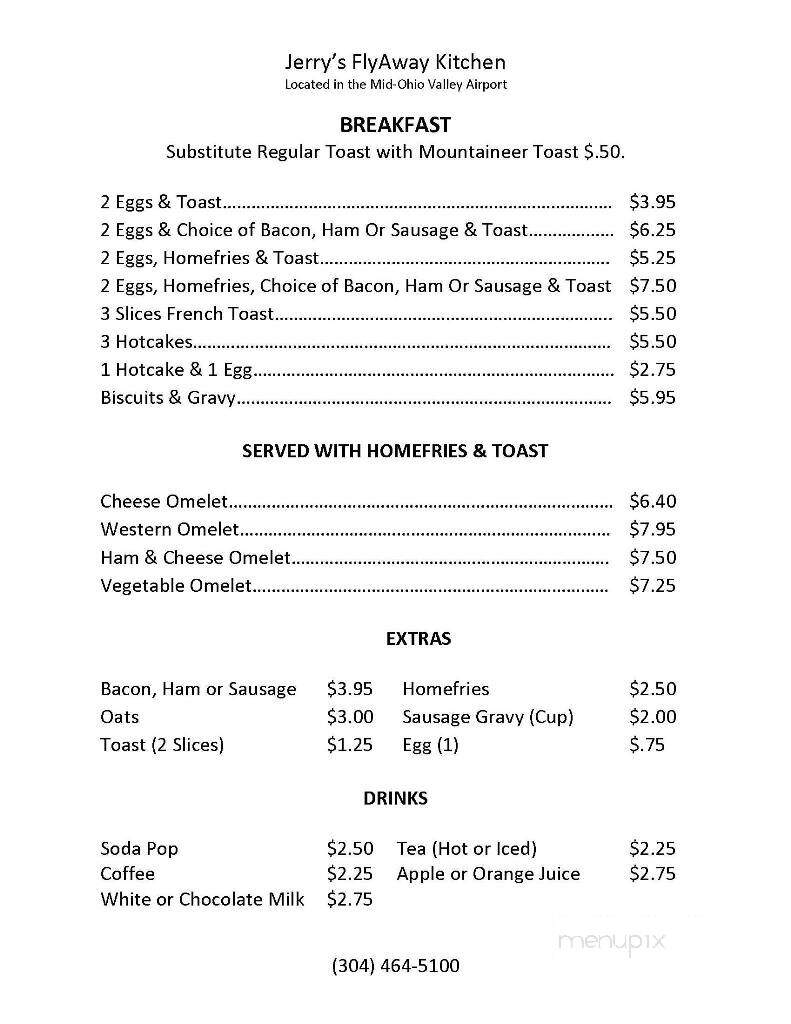 Jerry's Flyaway Kitchen - Williamstown, WV menu_pic