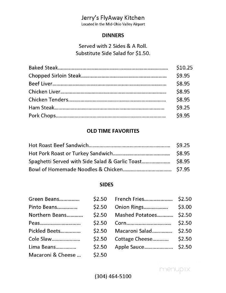 Jerry's Flyaway Kitchen - Williamstown, WV menu_pic