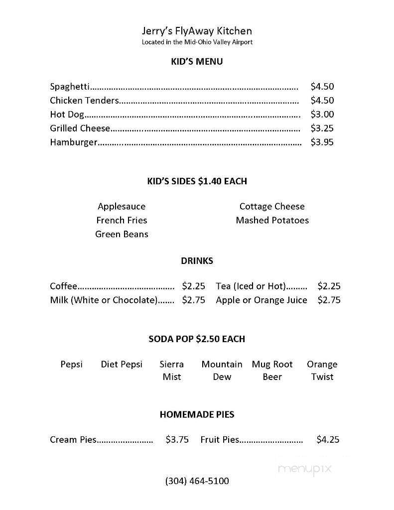 Jerry's Flyaway Kitchen - Williamstown, WV menu_pic