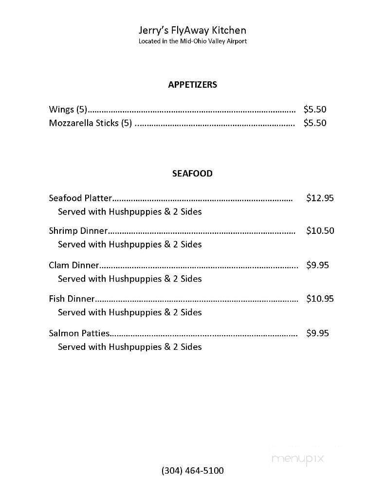 Jerry's Flyaway Kitchen - Williamstown, WV menu_pic