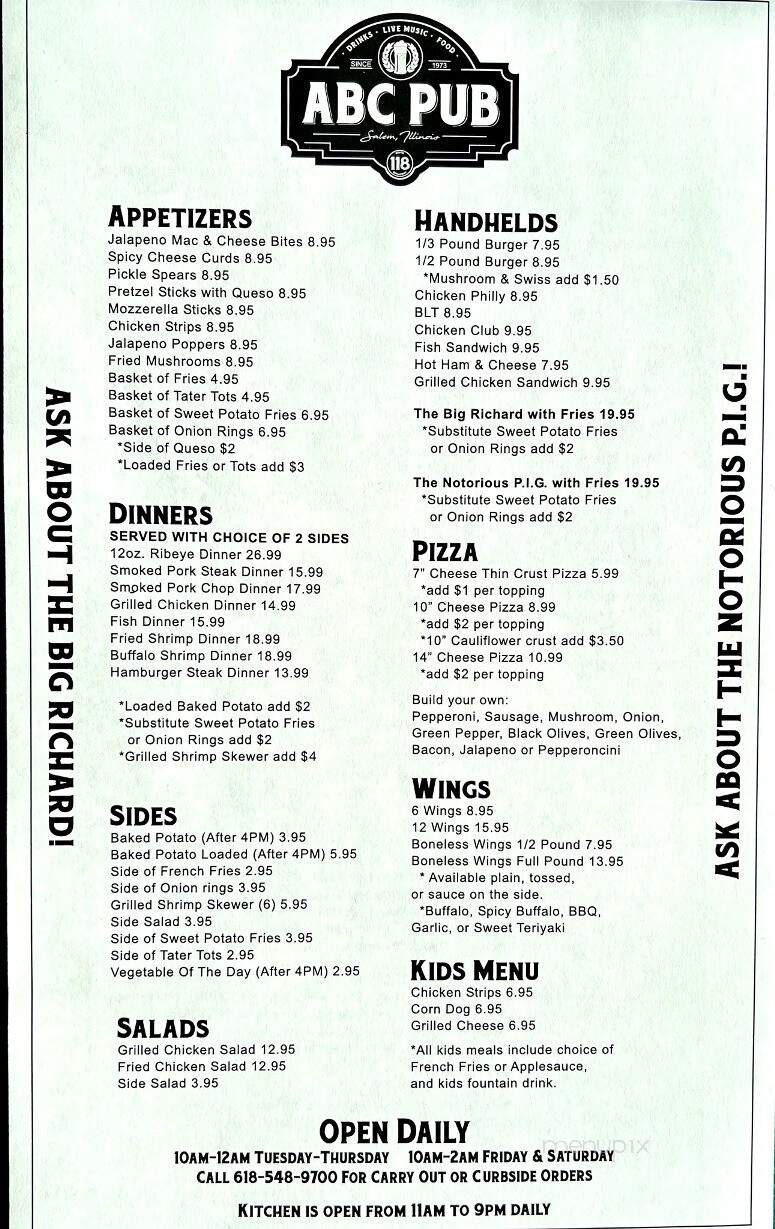 ABC Pub - Salem, IL menu_pic