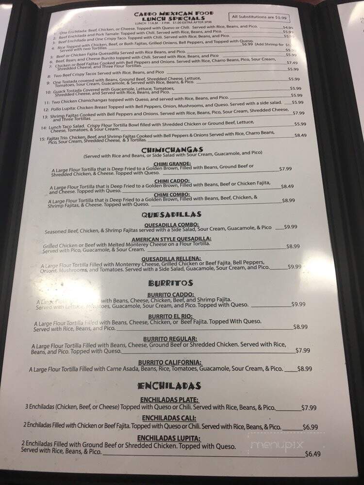Caddo Cafe - Glenwood, AR menu_pic