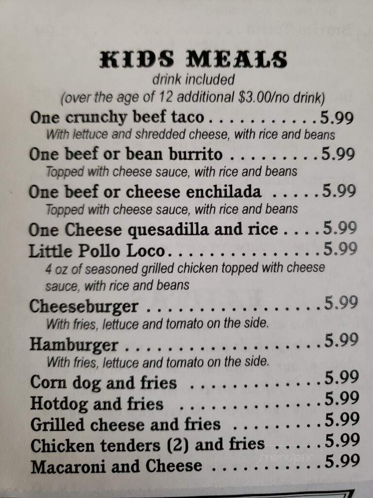 Mi Torito Mexican Restaurant - Carl Junction, MO menu_pic