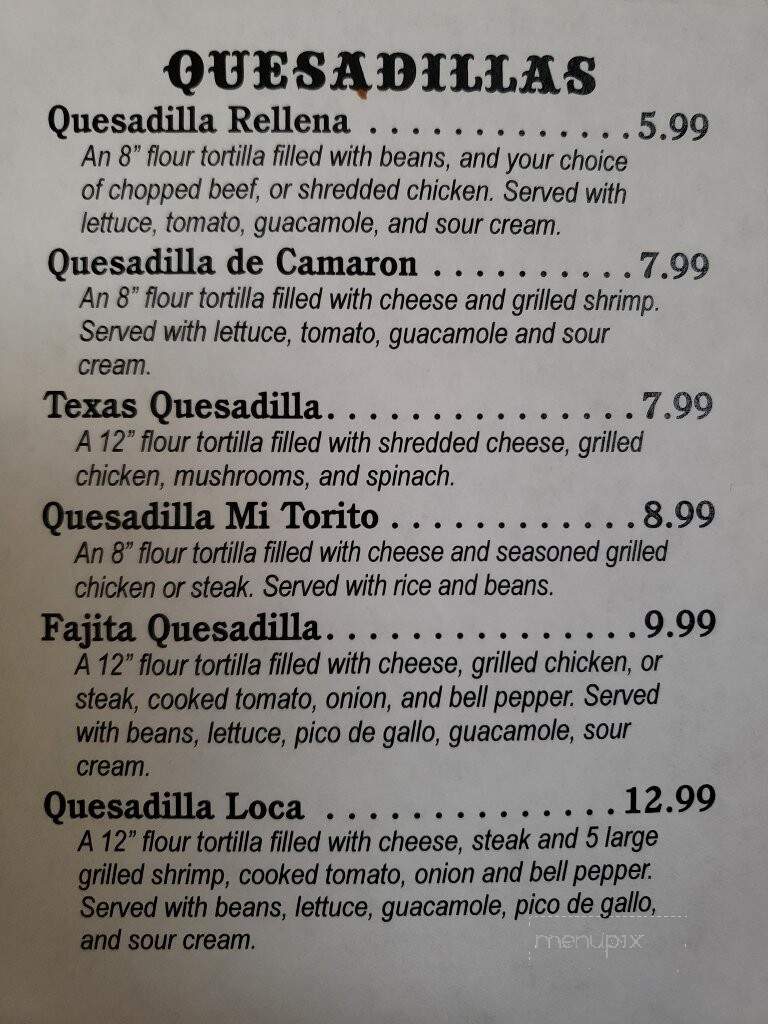Mi Torito Mexican Restaurant - Carl Junction, MO menu_pic