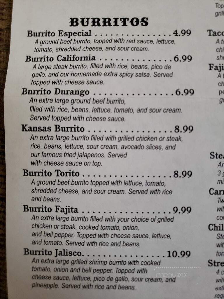 Mi Torito Mexican Restaurant - Carl Junction, MO menu_pic