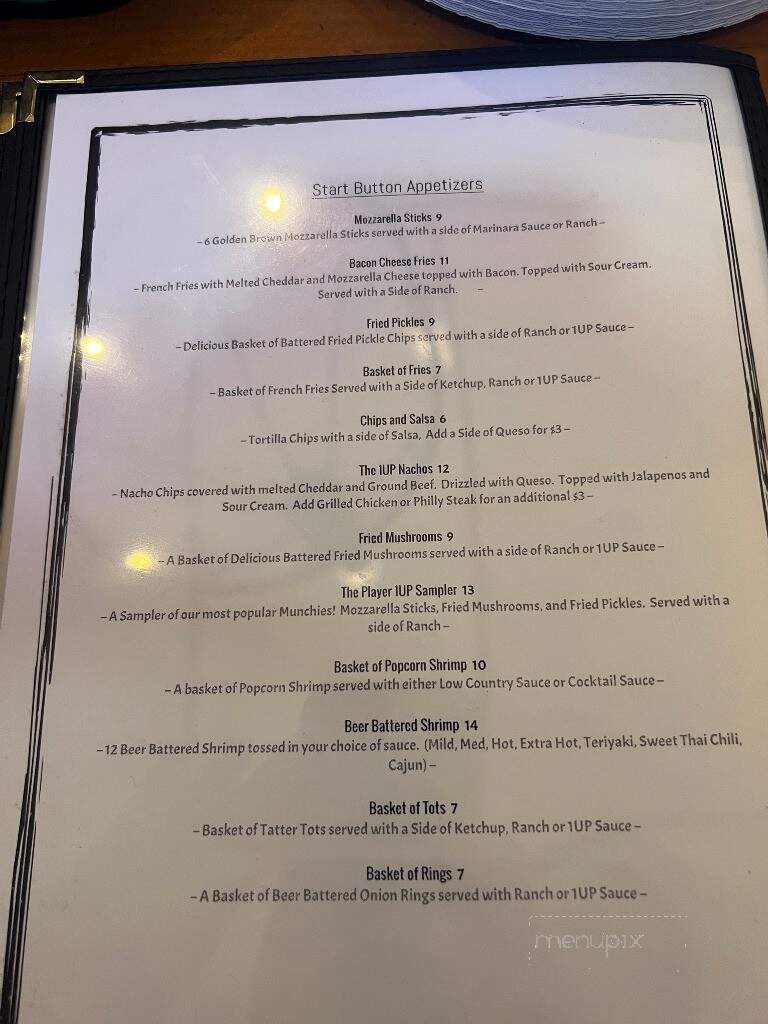 Player1UP - Murrells Inlet, SC menu_pic