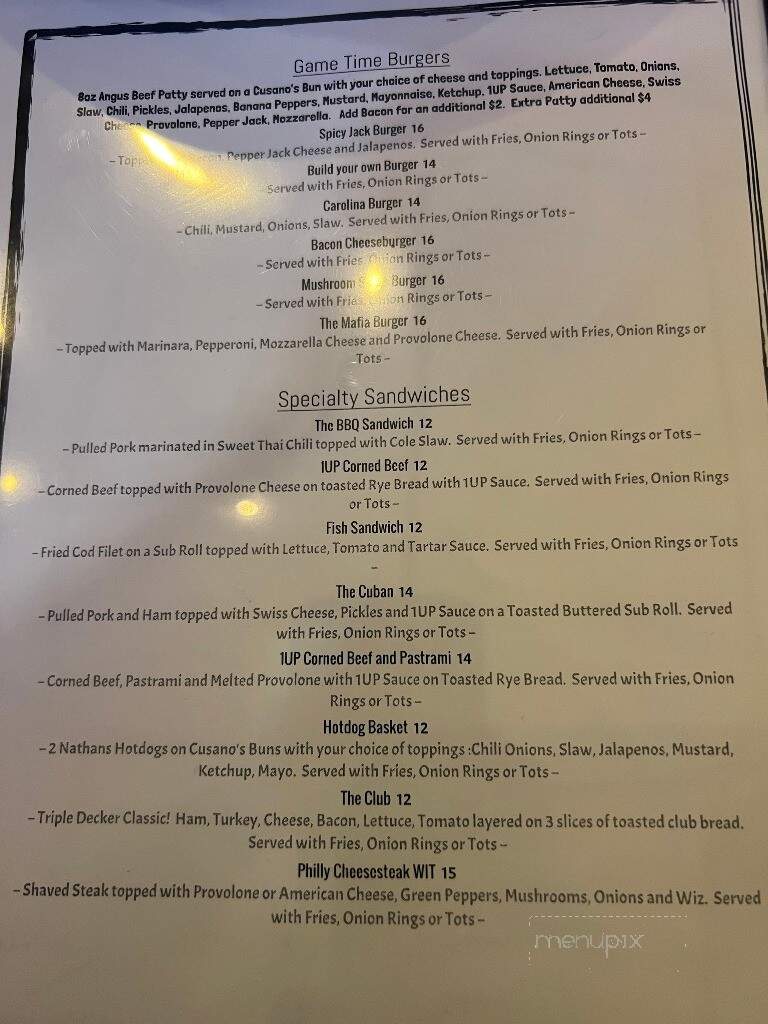 Player1UP - Murrells Inlet, SC menu_pic
