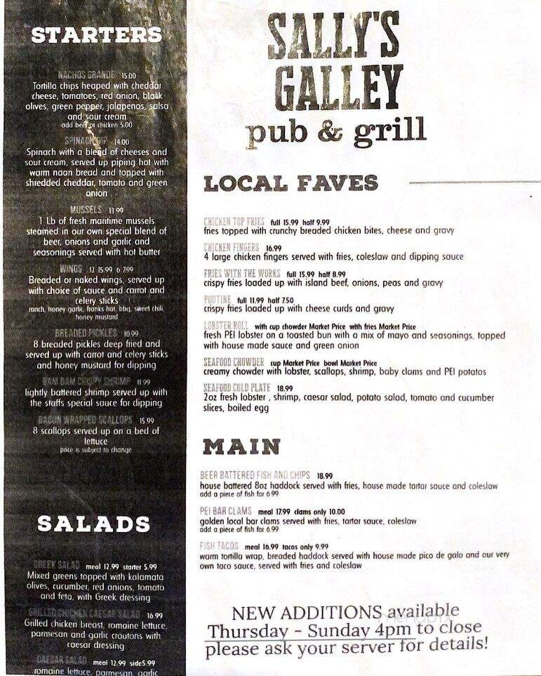Sally's Galley Pub and Grill - O'Leary, PE