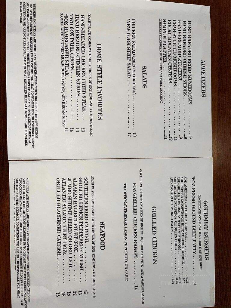Y'alls Steakhouse - Alamogordo, NM menu_pic