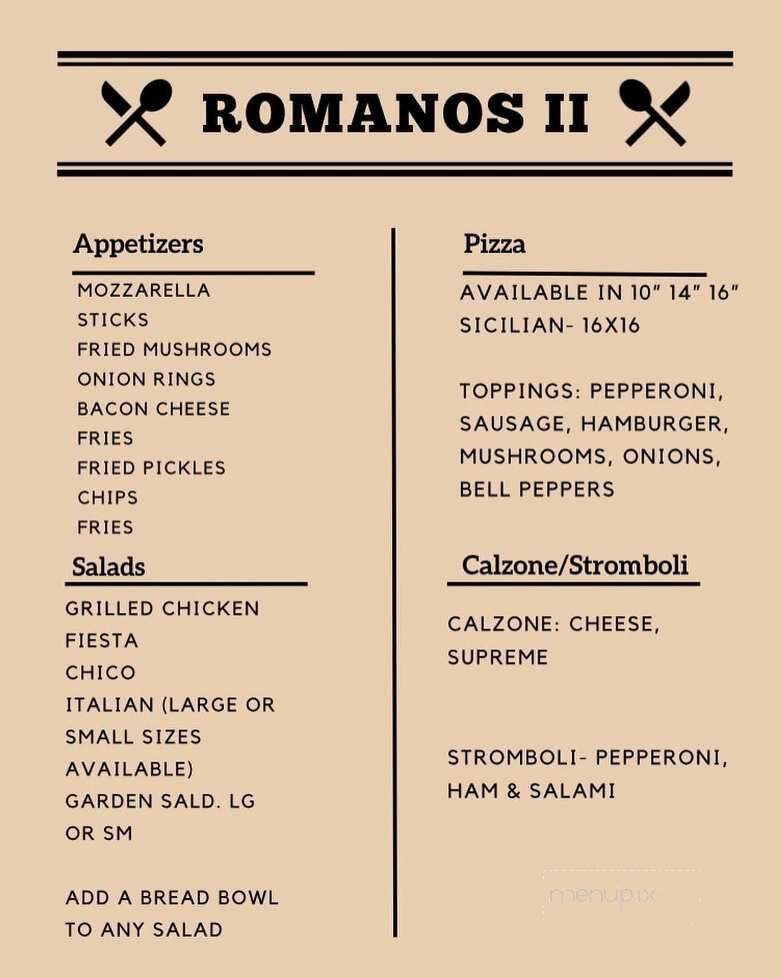 Romano's II - Castlewood, VA menu_pic