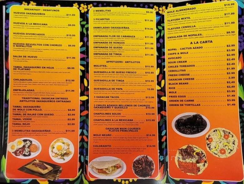 Rinconcito Oaxaqueno - San Jacinto, CA menu_pic