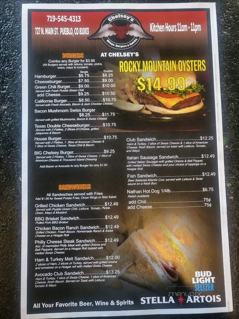 Chelseys Wings Burgers & Spirits - Pueblo, CO menu_pic