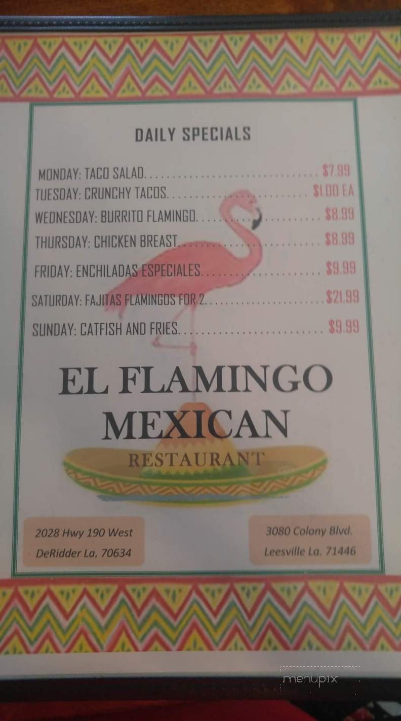 Flamingo Restaurant - DeRidder, LA menu_pic