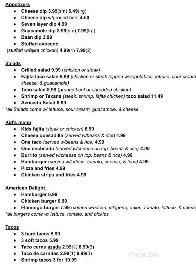 Flamingo Restaurant - DeRidder, LA menu_pic