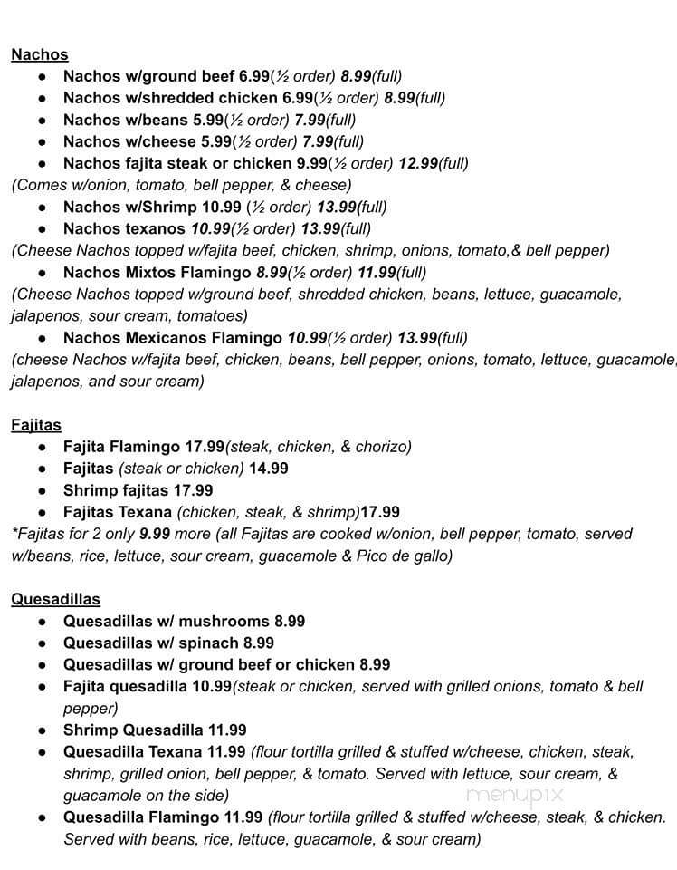 Flamingo Restaurant - DeRidder, LA menu_pic