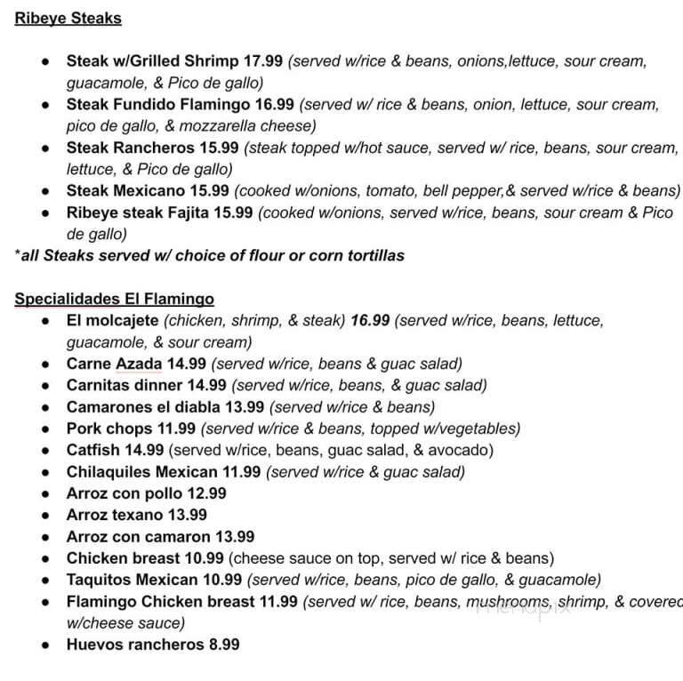 Flamingo Restaurant - DeRidder, LA menu_pic