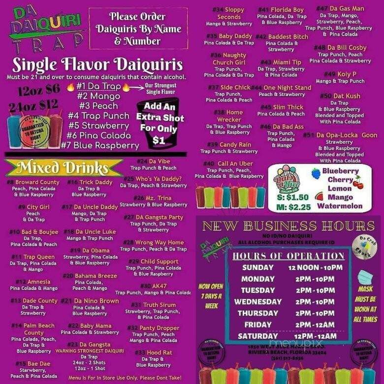 Da Daiquiri Trap - West Palm Beach, FL menu_pic
