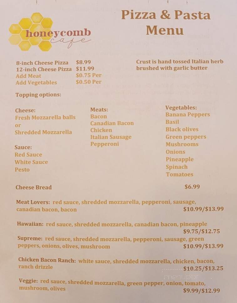 Honeycomb Cafe - Bramwell, WV menu_pic