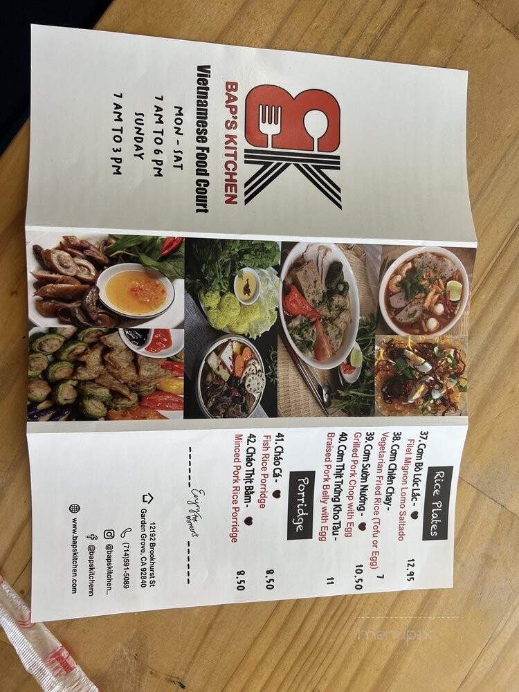 Bap's Kitchen - Garden Grove, CA menu_pic
