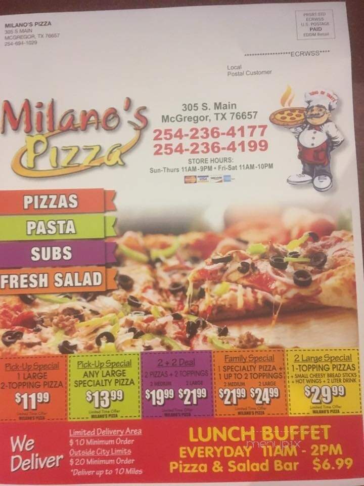 Milanos Pizza - McGregor, TX