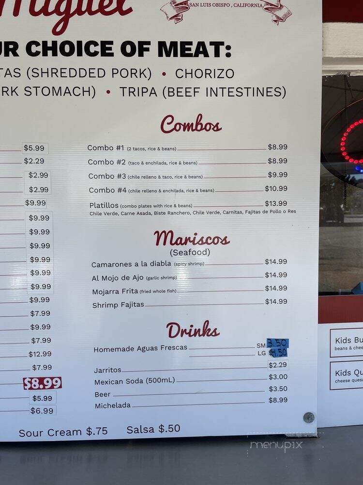 Taqueria San Miguel - San Luis Obispo, CA menu_pic