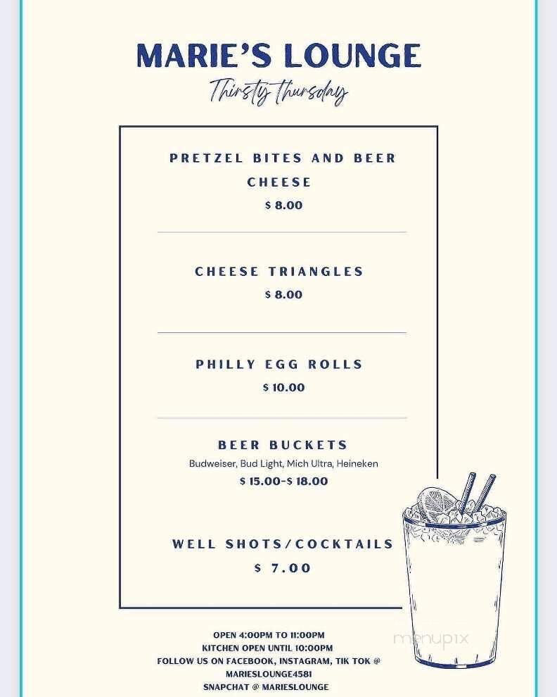Marie's Lounge - Macon, GA menu_pic