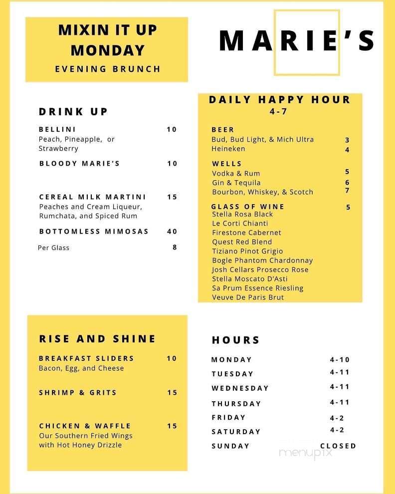 Marie's Lounge - Macon, GA menu_pic