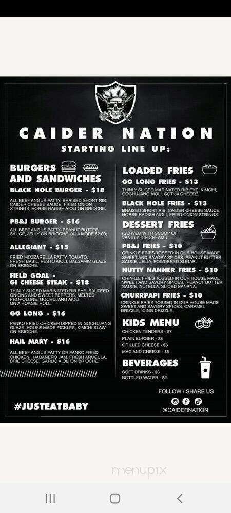 Caider Nation - Las Vegas, NV menu_pic