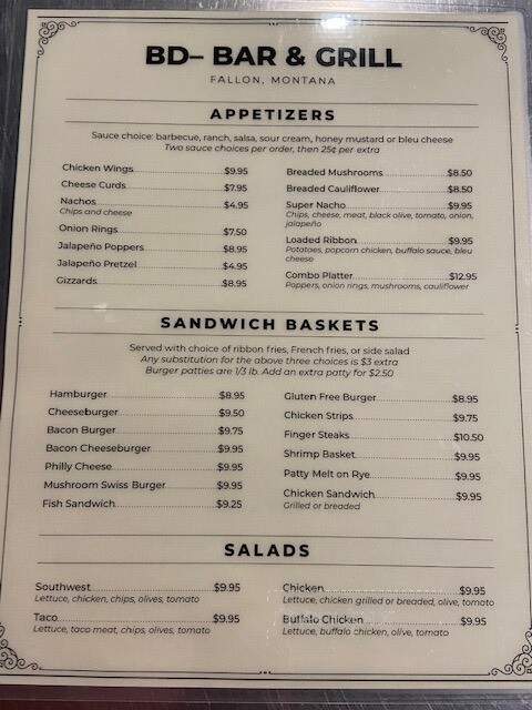 BD Bar - Fallon, MT menu_pic