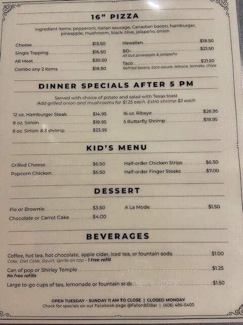 BD Bar - Fallon, MT menu_pic