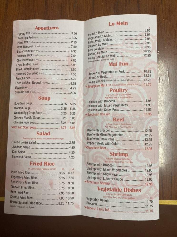 China Bowl and Sushi - Mount Carmel, PA menu_pic