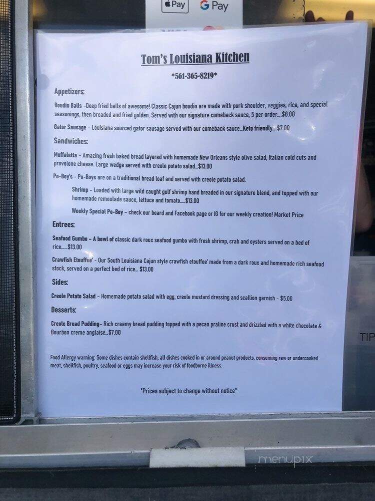 Tom's Louisiana Kitchen - Boynton Beach, FL menu_pic