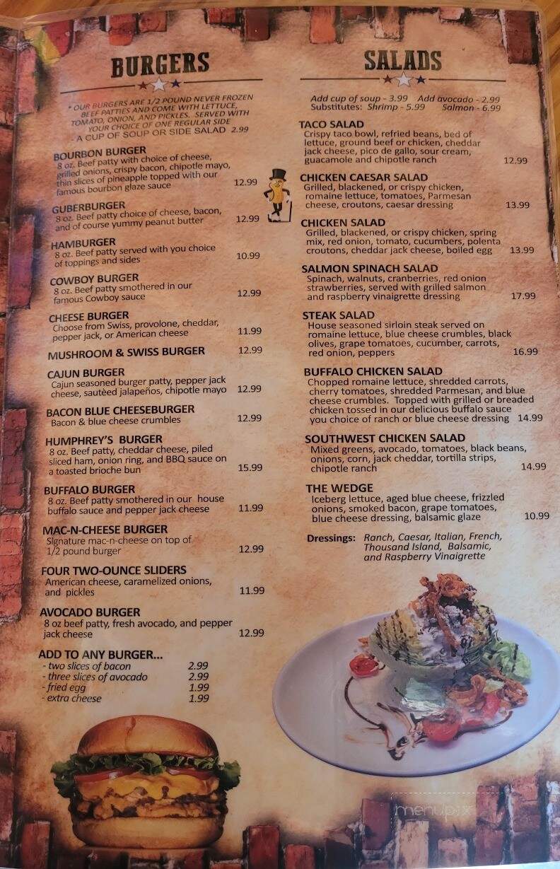 Humphreys Bar & Grill - Smithville, MO menu_pic