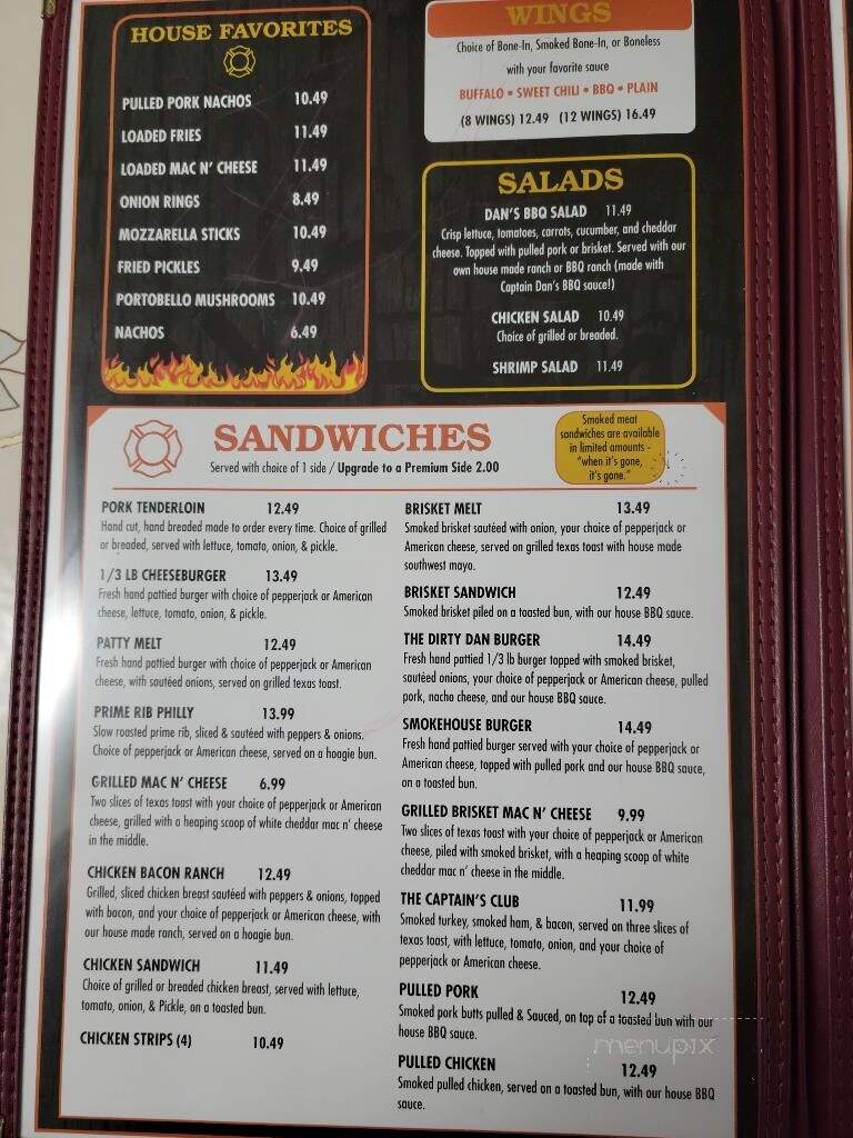 Captain Dan's Steakhouse Barbeque Bar & Grill - Brookfield, MO menu_pic