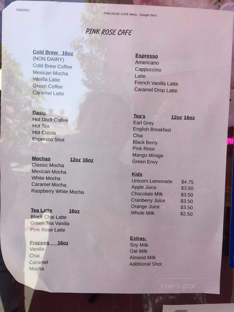 Pink Rose Cafe - La Mesa, CA menu_pic