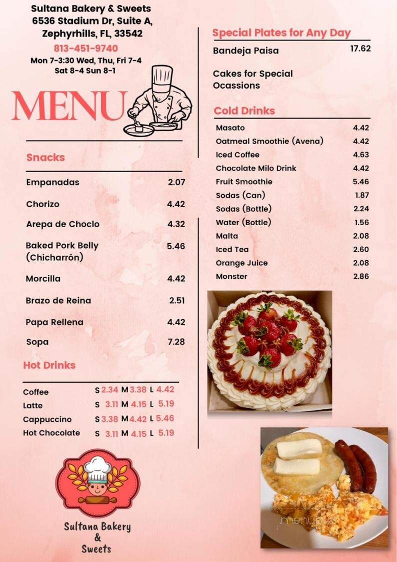 Sultana Bakery & Sweets - Zephyrhills, FL menu_pic