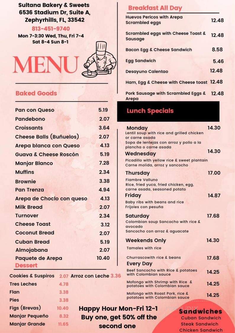 Sultana Bakery & Sweets - Zephyrhills, FL menu_pic