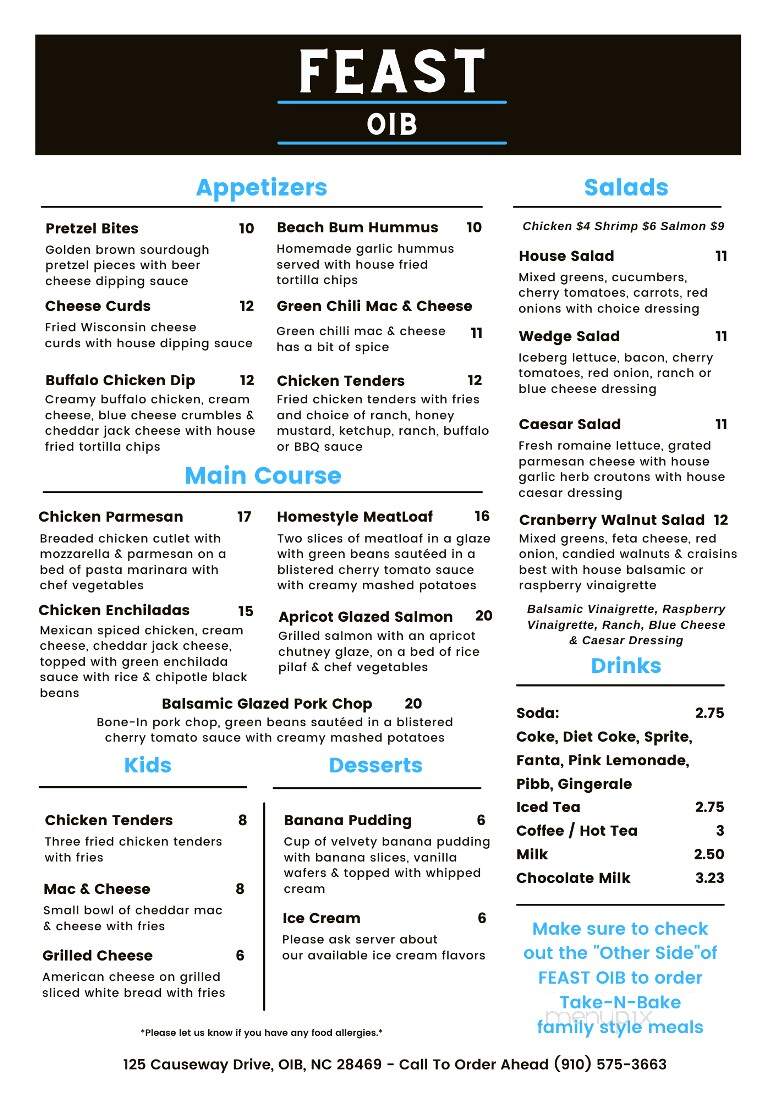 Feast OIB - Ocean Isle Beach, NC menu_pic