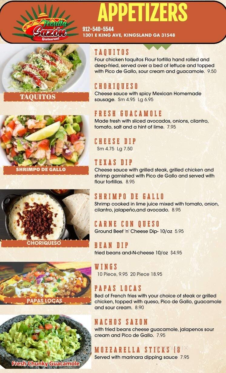 Tequila & Sazon - Kingsland, GA menu_pic